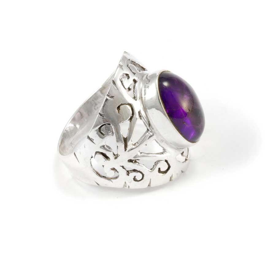 Hand Carved Silver and Stone Ring - Silver Jewellery - Boutique Nirvana