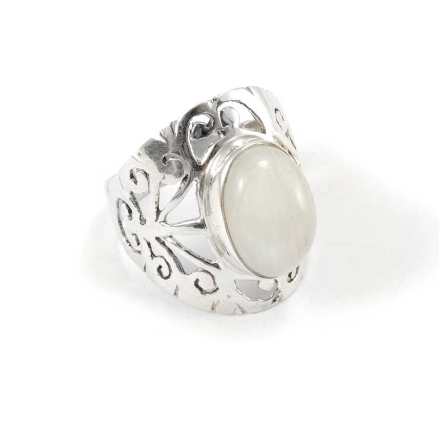 Hand Carved Silver and Stone Ring - Silver Jewellery - Boutique Nirvana