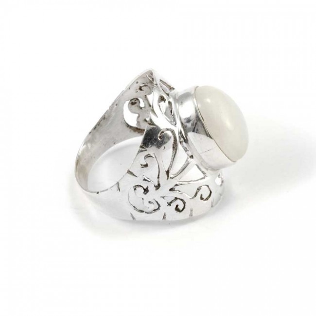 Hand Carved Silver and Stone Ring - Silver Jewellery - Boutique Nirvana