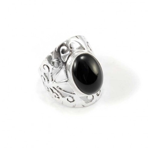 Hand Carved Silver and Stone Ring - Silver Jewellery - Boutique Nirvana 2