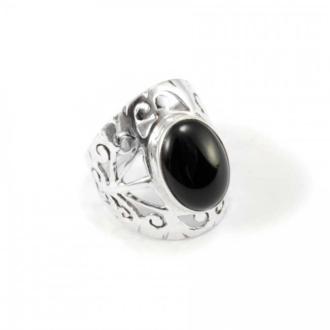 Hand Carved Silver and Stone Ring - Silver Jewellery - Boutique Nirvana