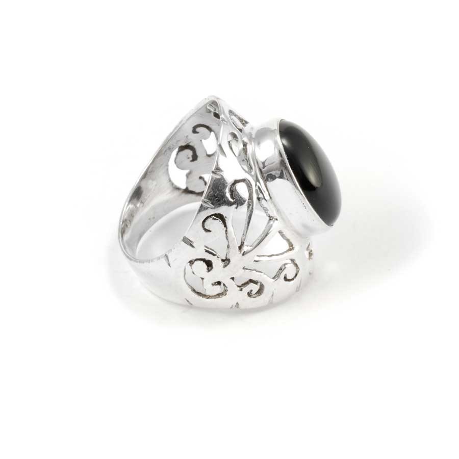 Hand Carved Silver and Stone Ring - Silver Jewellery - Boutique Nirvana