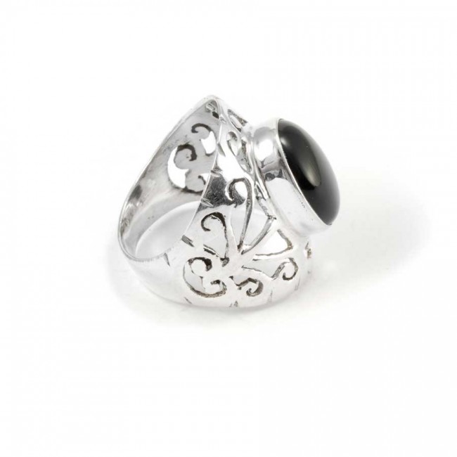 Hand Carved Silver and Stone Ring - Silver Jewellery - Boutique Nirvana