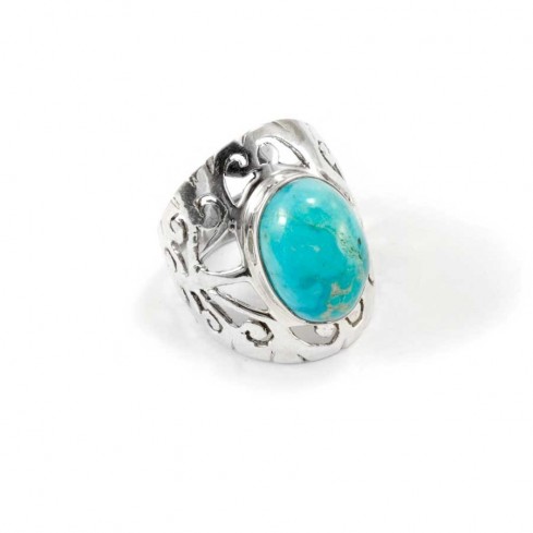 Hand Carved Silver and Stone Ring - Silver Jewellery - Boutique Nirvana 2