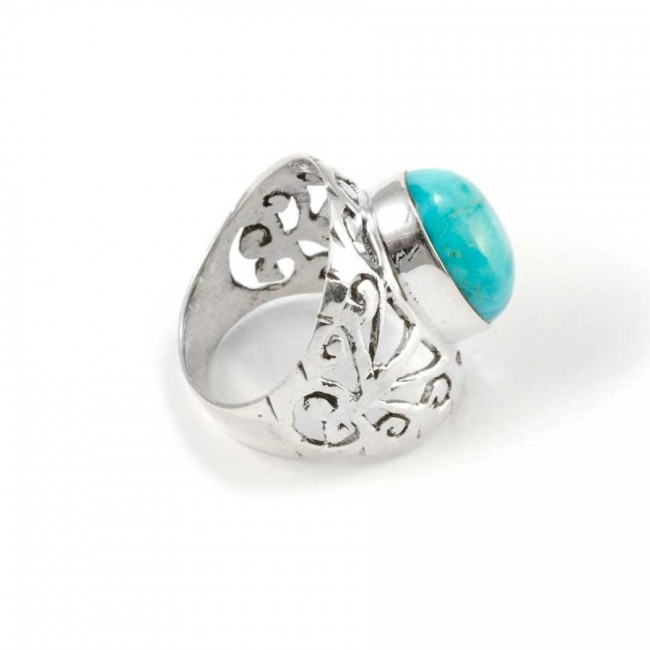 Hand Carved Silver and Stone Ring - Silver Jewellery - Boutique Nirvana