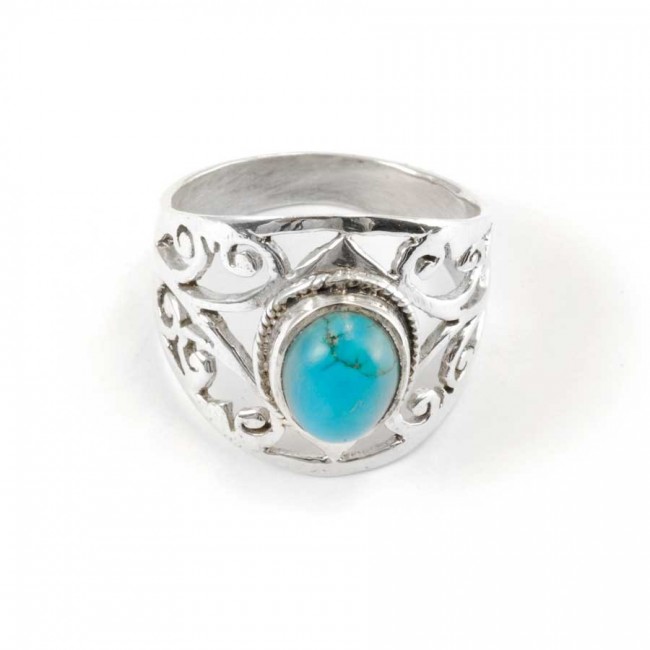 Sterling Silver and Oval Stone Ring - Silver Jewellery - Boutique Nirvana