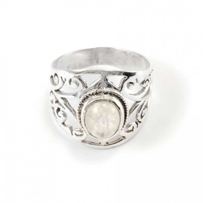 Sterling Silver and Oval Stone Ring - Silver Jewellery - Boutique Nirvana