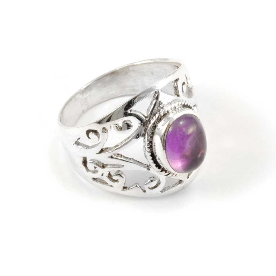 Bague argent Anuata ouvragée pierre ovale - BIJOUX ARGENT - Boutique Nirvana