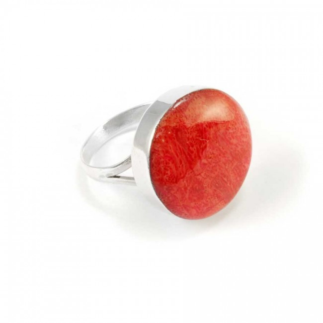 Bague argent ronde corail - BIJOUX ARGENT - Boutique Nirvana