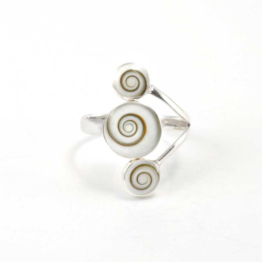 Unique Three-Stone Eye of St Lucia Ring - Silver Jewellery - Boutique Nirvana