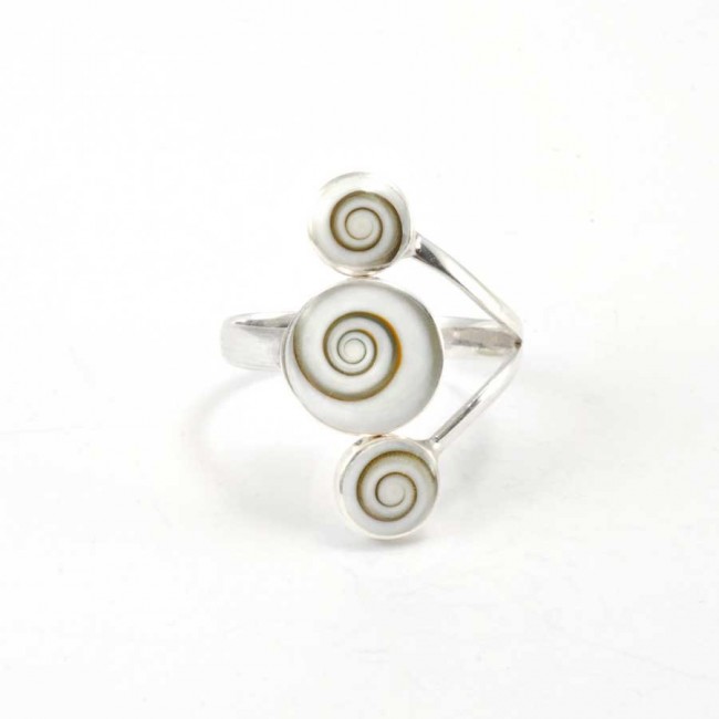 Unique Three-Stone Eye of St Lucia Ring - Silver Jewellery - Boutique Nirvana