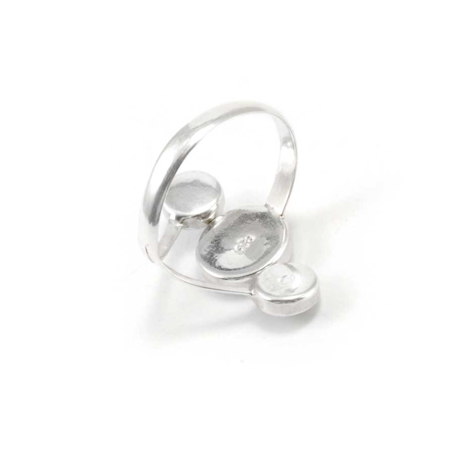 Unique Three-Stone Eye of St Lucia Ring - Silver Jewellery - Boutique Nirvana