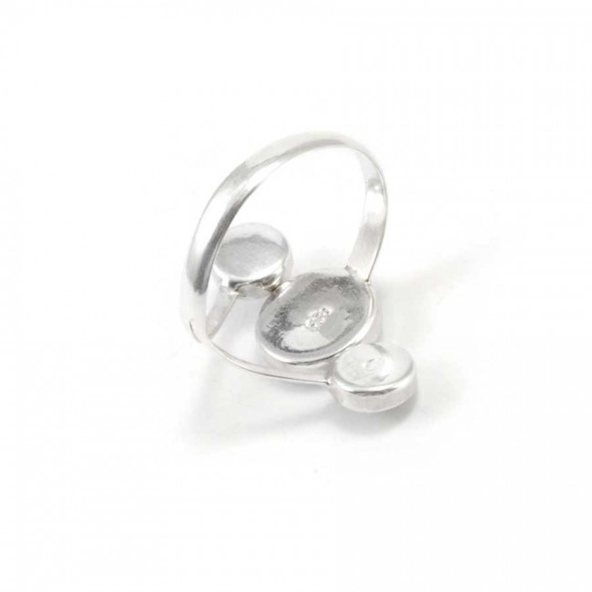 Unique Three-Stone Eye of St Lucia Ring - Silver Jewellery - Boutique Nirvana