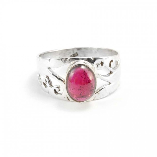 Bague argent Dohna ouvragée pierre ovale - BIJOUX ARGENT - Boutique Nirvana