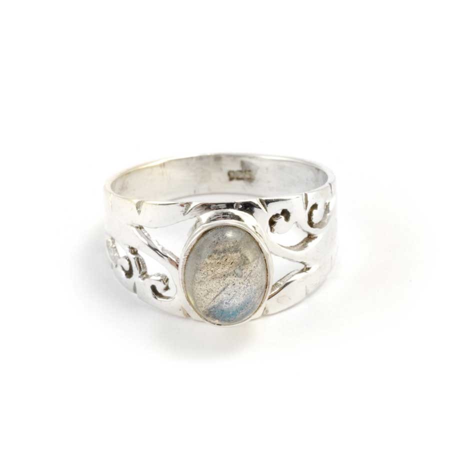 Bague argent Dohna ouvragée pierre ovale - BIJOUX ARGENT - Boutique Nirvana