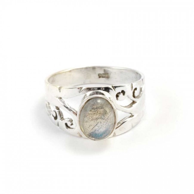 Bague argent Dohna ouvragée pierre ovale - BIJOUX ARGENT - Boutique Nirvana