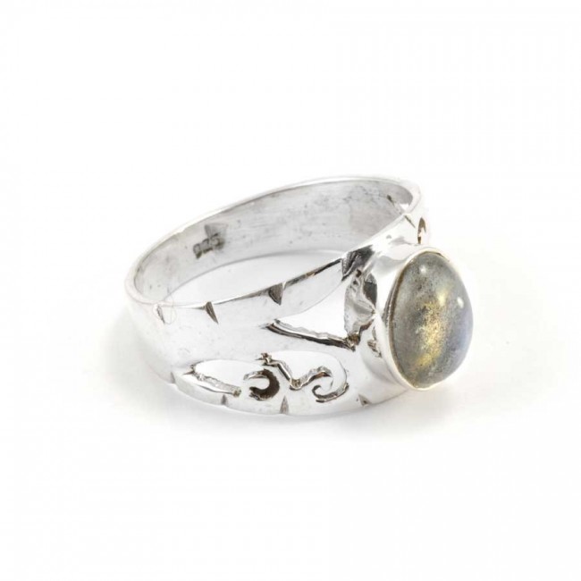 Bague argent Dohna ouvragée pierre ovale - BIJOUX ARGENT - Boutique Nirvana
