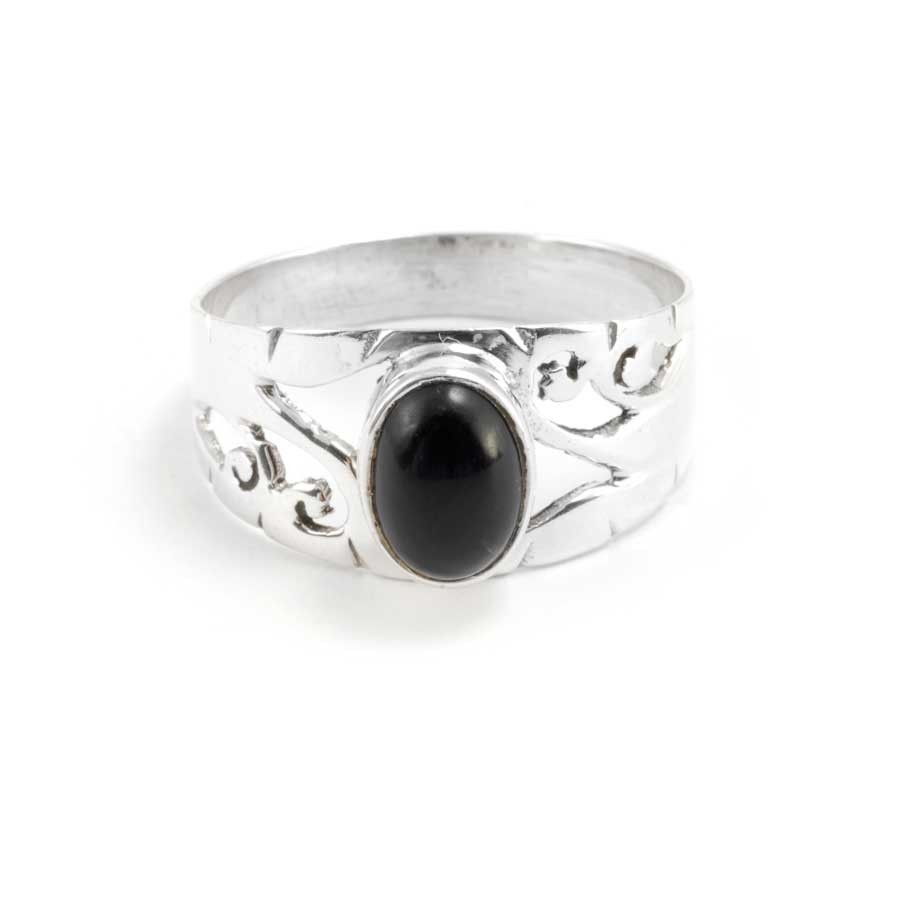 Bague argent Dohna ouvragée pierre ovale - BIJOUX ARGENT - Boutique Nirvana