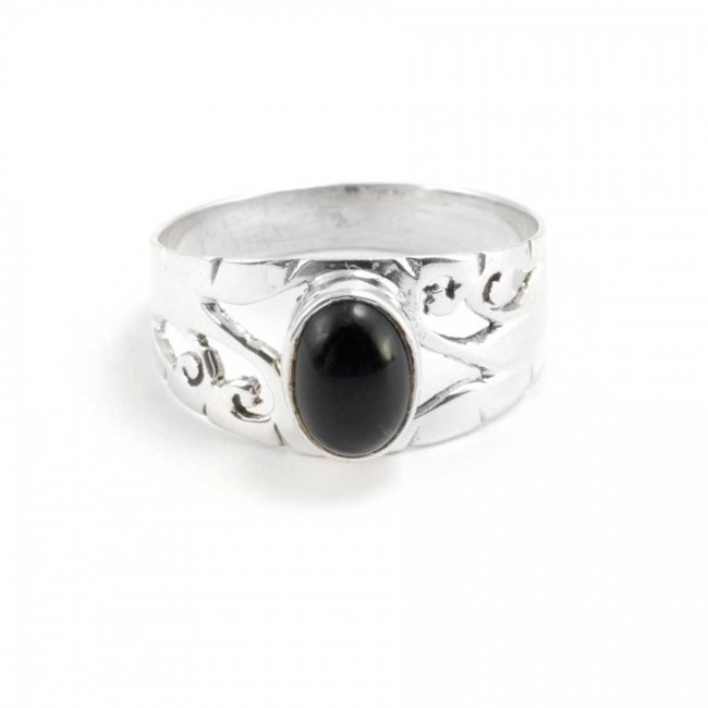 Bague argent Dohna ouvragée pierre ovale - BIJOUX ARGENT - Boutique Nirvana