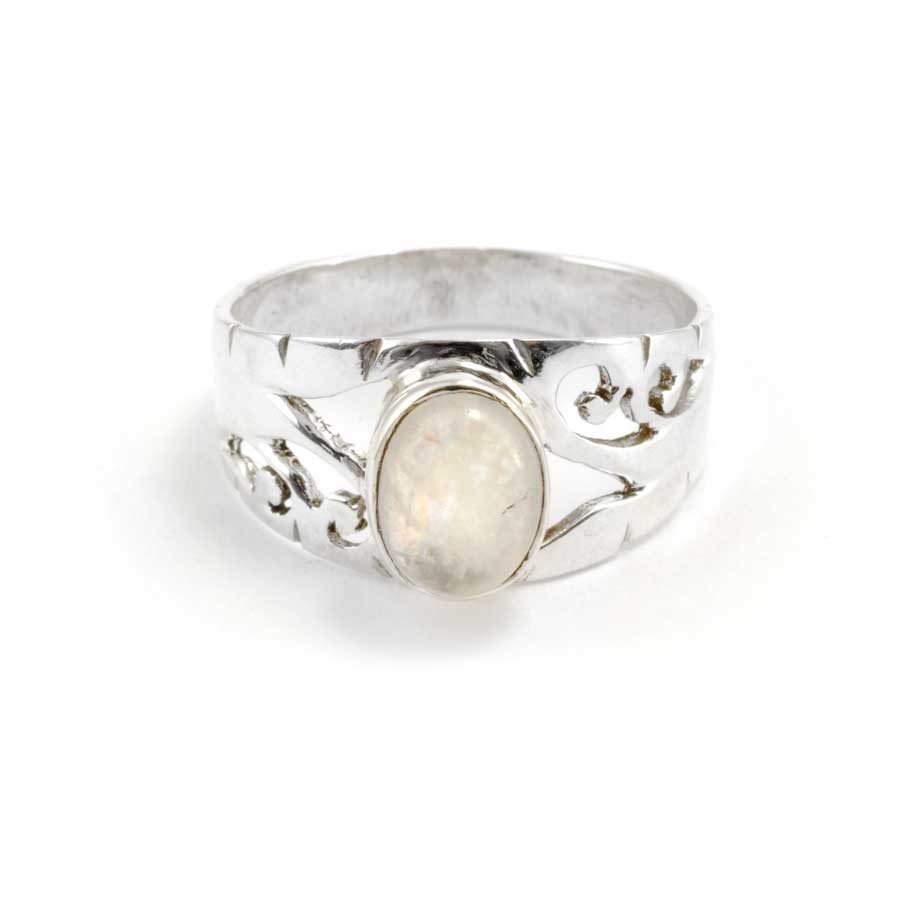 Ornate Sterling Silver & Natural Stone Ring - Silver Jewellery - Boutique Nirvana