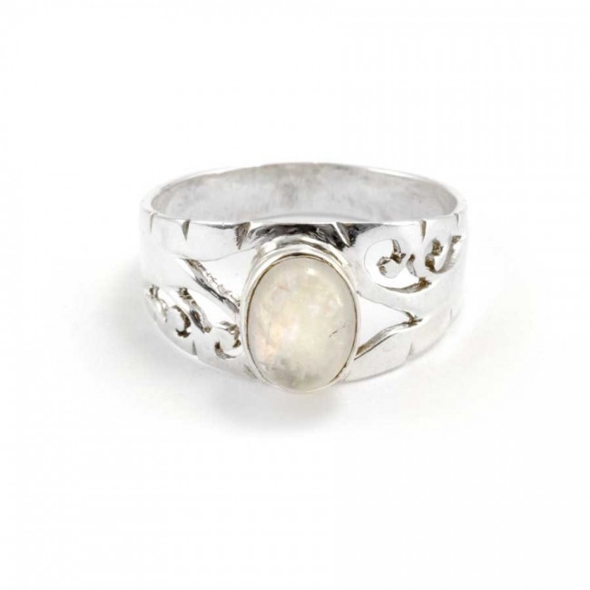 Bague argent Dohna ouvragée pierre ovale - BIJOUX ARGENT - Boutique Nirvana