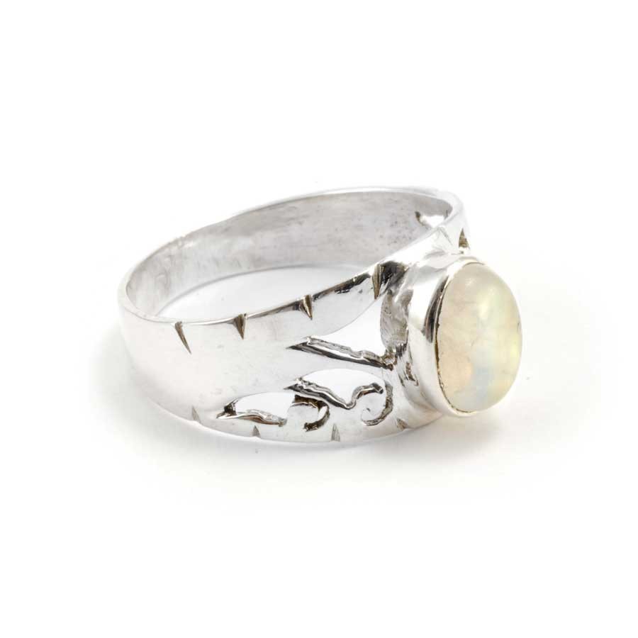 Ornate Sterling Silver & Natural Stone Ring - Silver Jewellery - Boutique Nirvana
