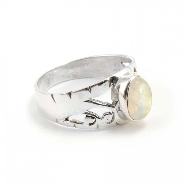 Ornate Sterling Silver & Natural Stone Ring - Silver Jewellery - Boutique Nirvana