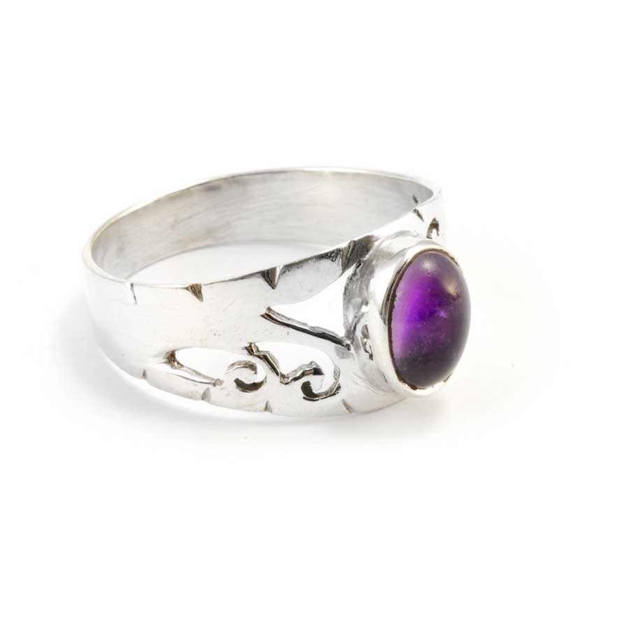 Bague argent Dohna ouvragée pierre ovale - BIJOUX ARGENT - Boutique Nirvana
