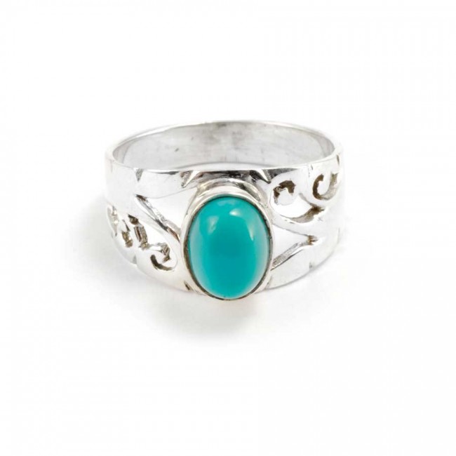 Bague argent Dohna ouvragée pierre ovale - BIJOUX ARGENT - Boutique Nirvana