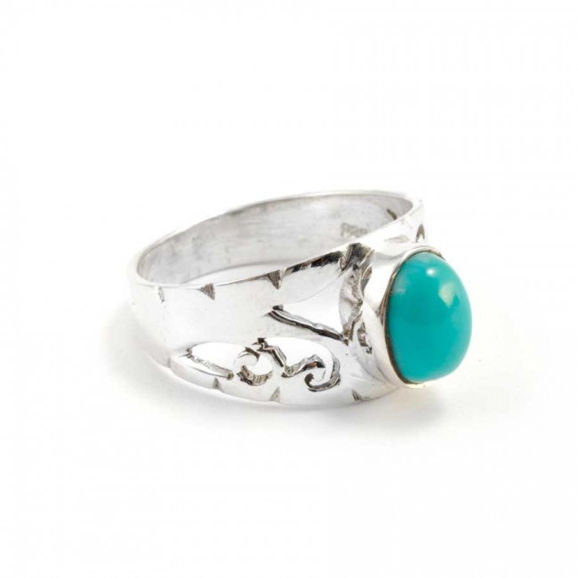 Ornate Sterling Silver & Natural Stone Ring - Silver Jewellery - Boutique Nirvana