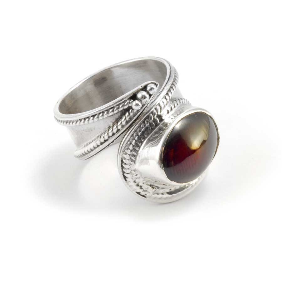 Contemporary Silver & Natural Stone Wrap Ring - Silver Jewellery - Boutique Nirvana