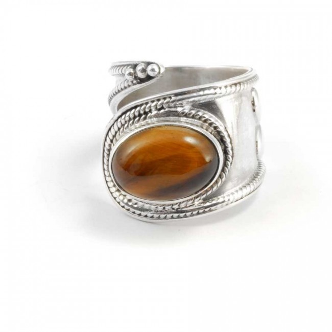 Contemporary Silver & Natural Stone Wrap Ring - Silver Jewellery - Boutique Nirvana