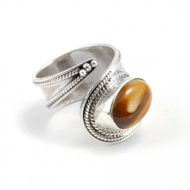 Bague argent large réglable pierre ovale - BIJOUX ARGENT - Boutique Nirvana