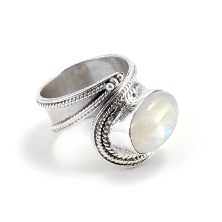 Contemporary Silver & Natural Stone Wrap Ring - Silver Jewellery - Boutique Nirvana