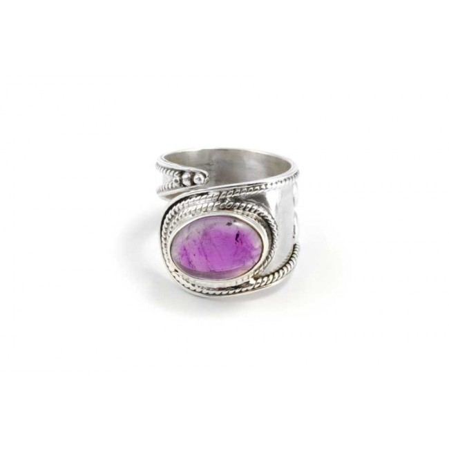 Contemporary Silver & Natural Stone Wrap Ring - Silver Jewellery - Boutique Nirvana