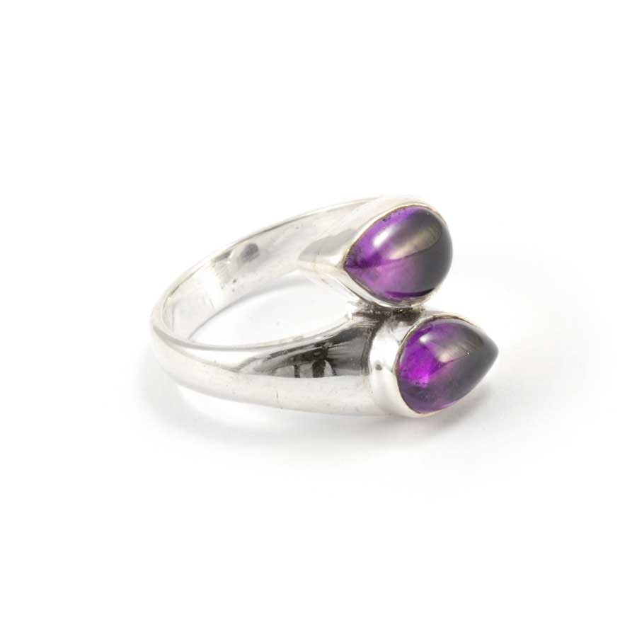 Silver and Double Teardrop Stone Ring - Silver Jewellery - Boutique Nirvana
