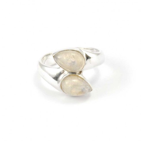 Silver and Double Teardrop Stone Ring - Silver Jewellery - Boutique Nirvana 2