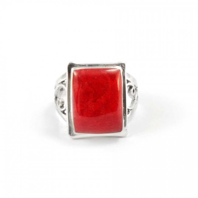 Stunning Coral or Moonstone Silver Ring - Silver Jewellery - Boutique Nirvana