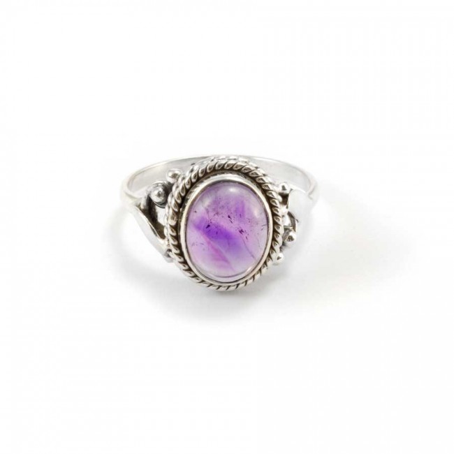 Fine Detailed Silver & Oval Stone Ring - Silver Jewellery - Boutique Nirvana