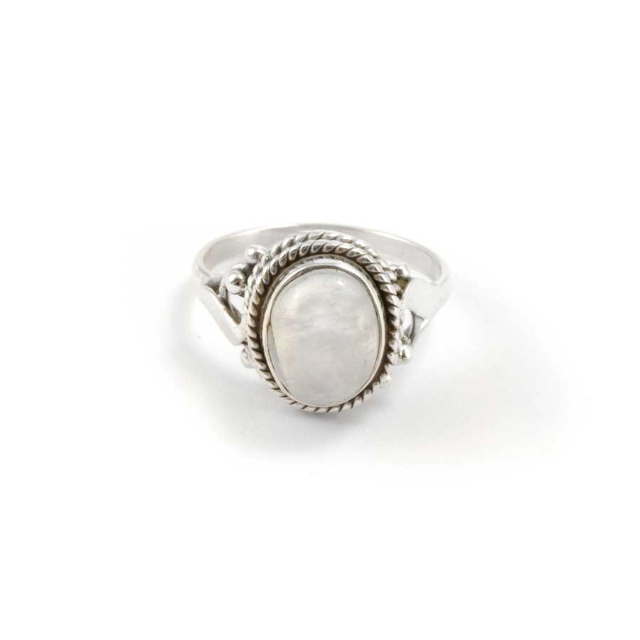 Fine Detailed Silver & Oval Stone Ring - Silver Jewellery - Boutique Nirvana