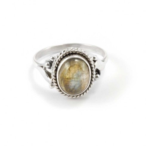 Fine Detailed Silver & Oval Stone Ring - Silver Jewellery - Boutique Nirvana