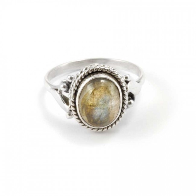 Fine Detailed Silver & Oval Stone Ring - Silver Jewellery - Boutique Nirvana