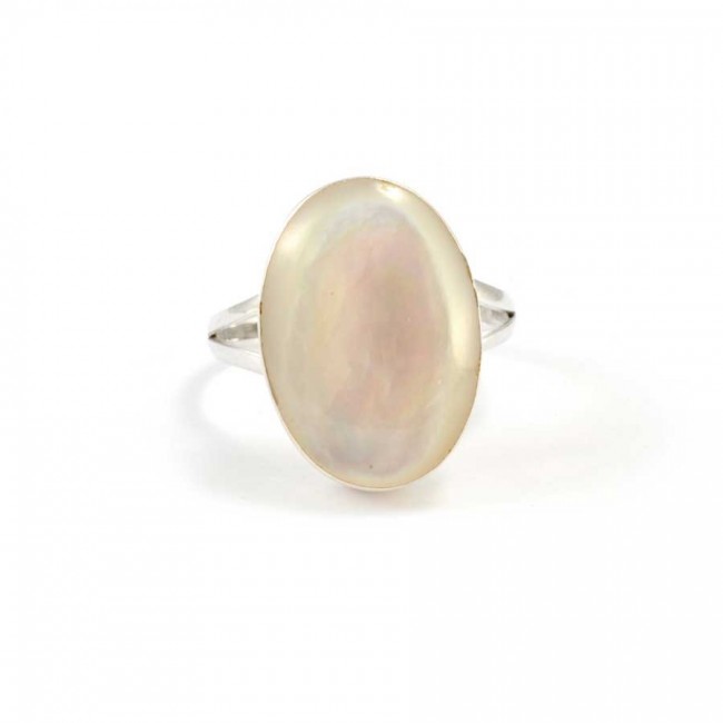 Bague argent nacre ovale - Silver Jewellery - Boutique Nirvana