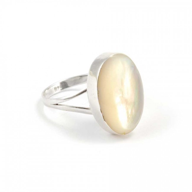 Bague argent nacre ovale - Silver Jewellery - Boutique Nirvana