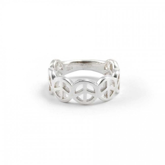 Quirky Silver Peace Sign Band - Silver Jewellery - Boutique Nirvana
