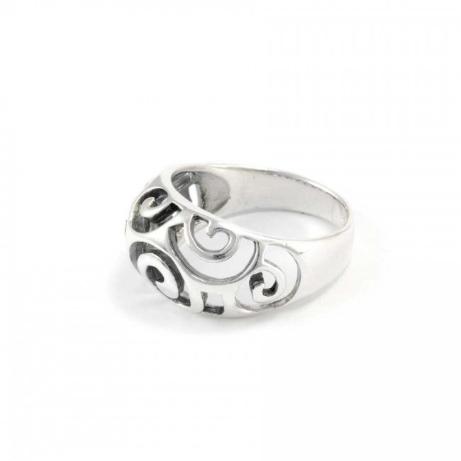 Rounded Indian Silver Spirals Ring - Silver Jewellery - Boutique Nirvana