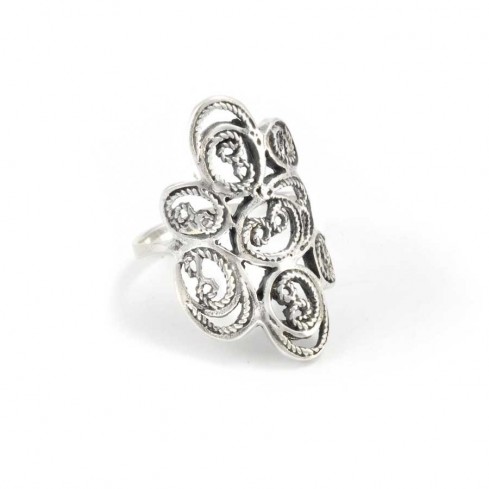 Elegant Indian Detailed Silver Ring - Silver Jewellery - Boutique Nirvana
