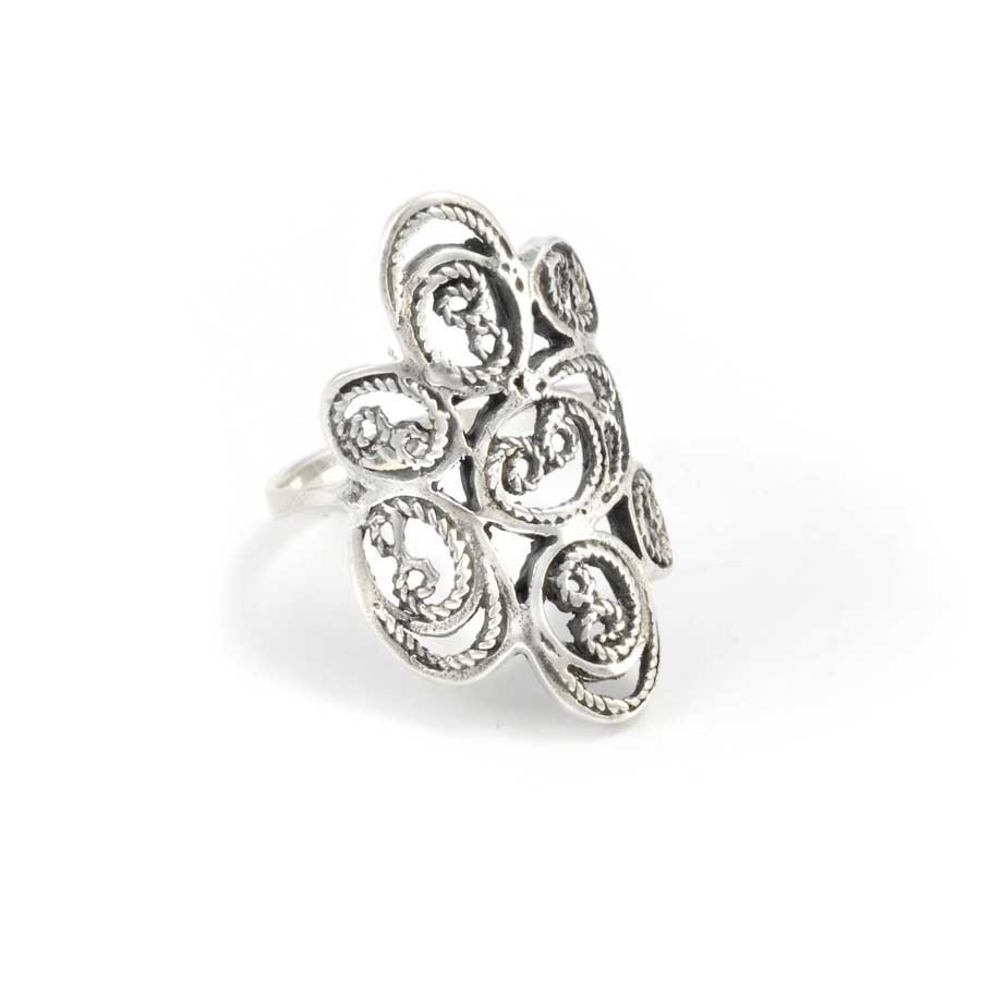 Elegant Indian Detailed Silver Ring - Silver Jewellery - Boutique Nirvana