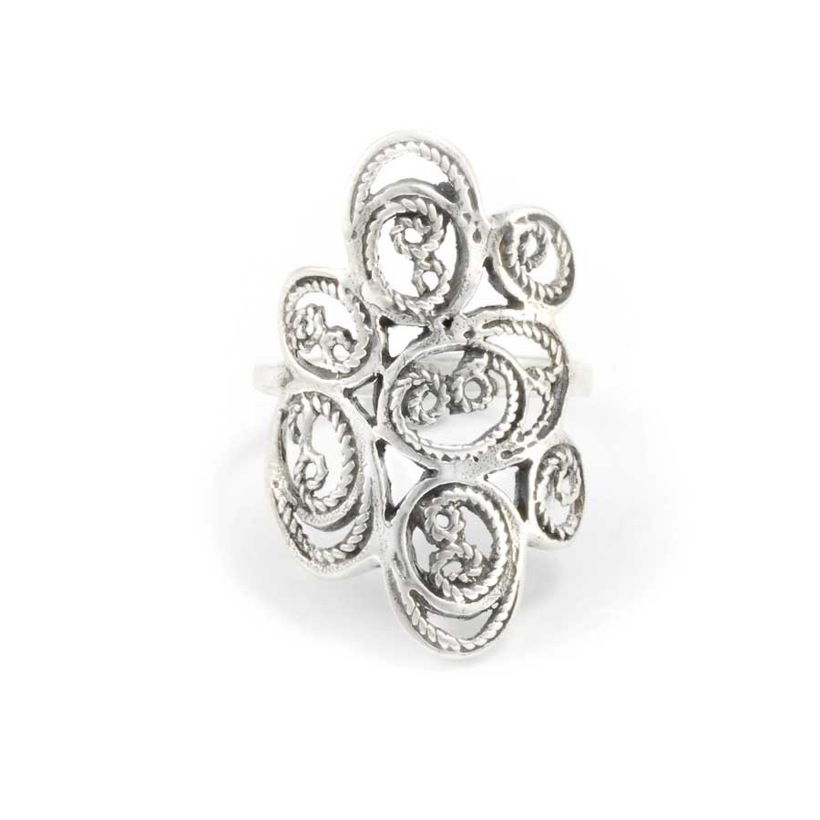 Elegant Indian Detailed Silver Ring - Silver Jewellery - Boutique Nirvana
