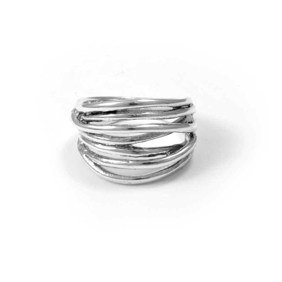 Bague argent multirangées croisées - BIJOUX ARGENT - Boutique Nirvana